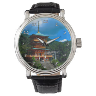 Prachtige Japanse Pagode & Waterval Horloge