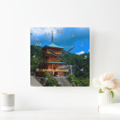 Prachtige Japanse Pagode & Waterval Vierkante Klok (Huis)
