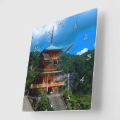 Prachtige Japanse Pagode & Waterval Vierkante Klok (Hoek)