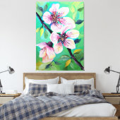 Prachtige Japanse Sakura Cherry Tree Flowers Canvas Afdruk (Insitu (Slaapkamer))