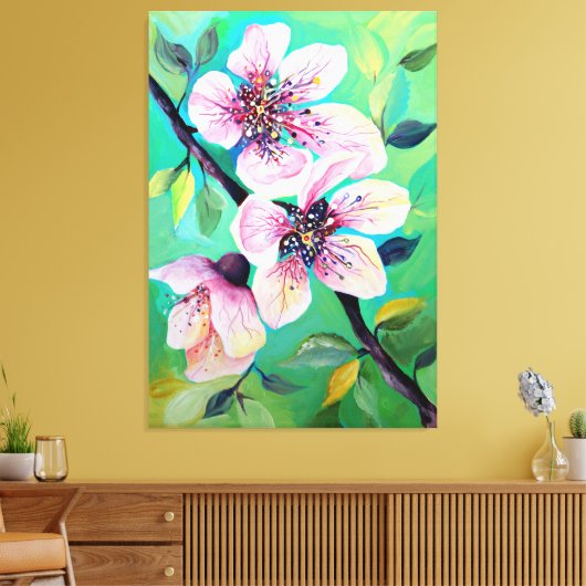 Prachtige Japanse Sakura Cherry Tree Flowers Canvas Afdruk (Insitu (Woonkamer))