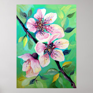 Prachtige Japanse Sakura Cherry Tree Flowers Poster