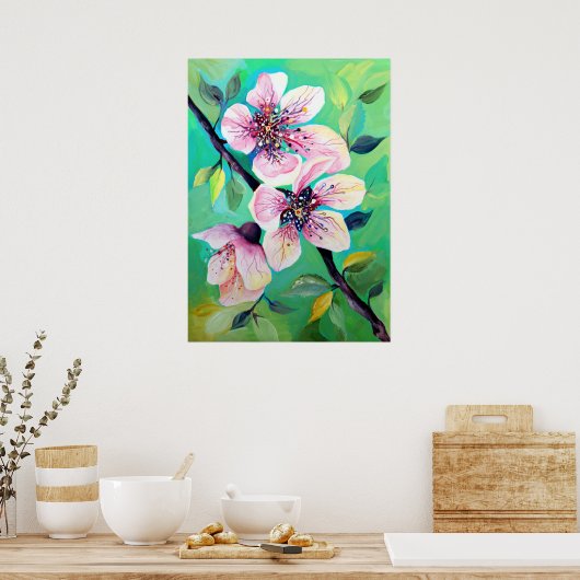 Prachtige Japanse Sakura Cherry Tree Flowers Poster (Keuken)