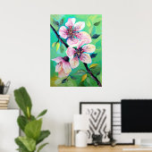 Prachtige Japanse Sakura Cherry Tree Flowers Poster (Thuiskantoor)