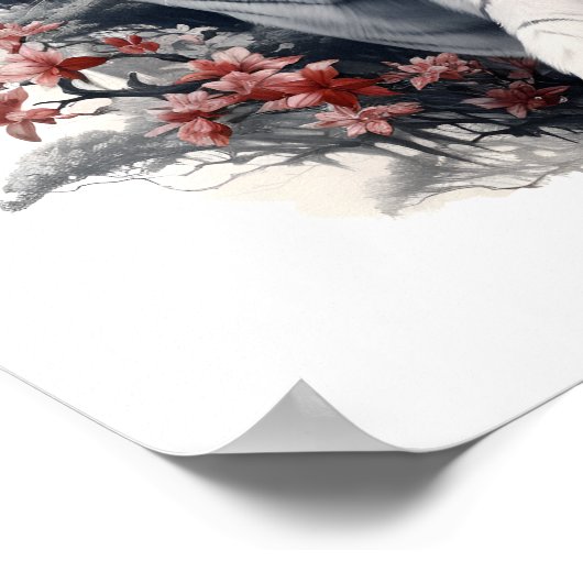 Prachtige Japanse stijl kunst witte tijger print (Hoek)