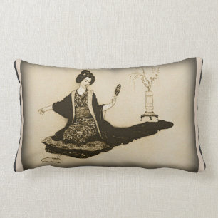 Prachtige  Japanse tekening, Geisha Pillow Kussen