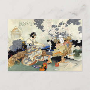 Prachtige  Japanse tuinpartij RSVP Kaartje