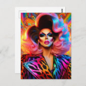Prachtige jaren 80 Drag Queen Briefkaart (Voorkant / Achterkant)