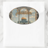 Prachtige Jerusalem-koepel van het Rock Design Ovale Sticker (Tas)