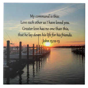 PRACHTIGE JOHN 15:12 ZONSONDERGANG FOTOONTWERP TEGELTJE