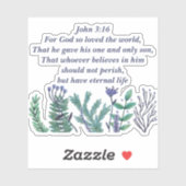 Prachtige John 3:16 Bijbel Verse Christelijke Flor Sticker (Vel)