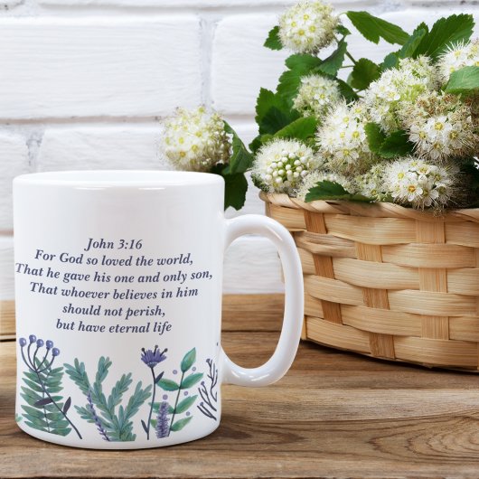 Prachtige John 3:16  Floral Christelijke Citaat Koffiemok
