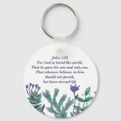 Prachtige John 3:16  Floral Christelijke Citaat Sleutelhanger (Voorkant)