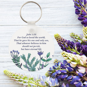Prachtige John 3:16 Floral Christelijke Citaat Sleutelhanger