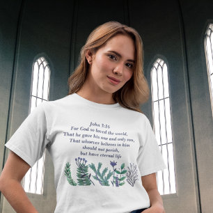 Prachtige John 3:16  Floral Christelijke Citaat T-shirt