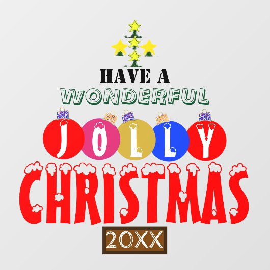 Prachtige Jolly Christmas Ornaments Tree Raamsticker (Vel)