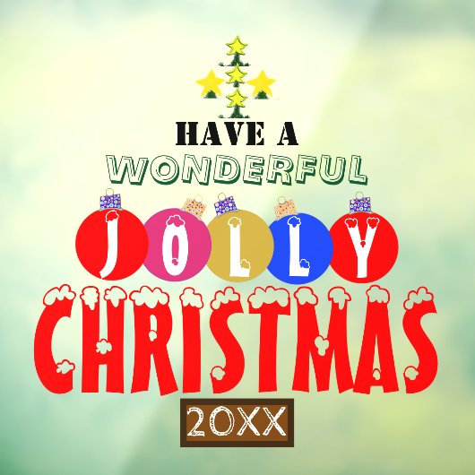 Prachtige Jolly Christmas Ornaments Tree Raamsticker (Vel 3)