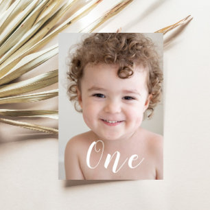 Prachtige jongens 1e verjaardag Foto & Script Kaart