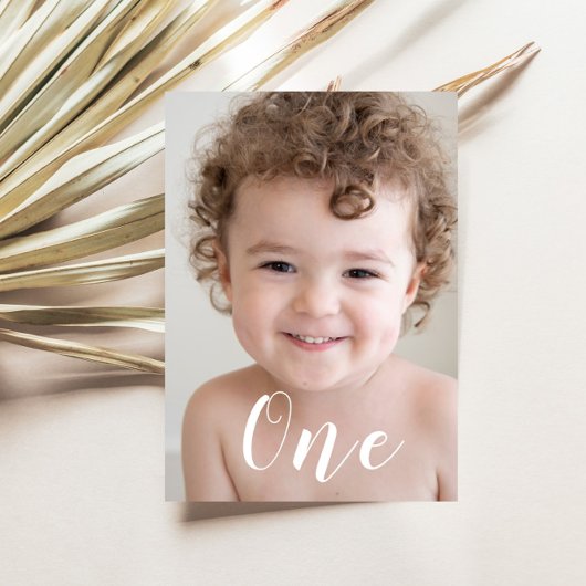 Prachtige jongens 1e verjaardag Foto & Script Kaart