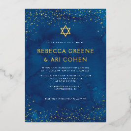 Prachtige Joodse Stary Sky Wedding REAL Folie Uitnodiging