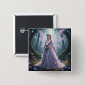 Prachtige June Pearl Fairy Vierkante Button 5,1 Cm (Voorkant /achterkant)