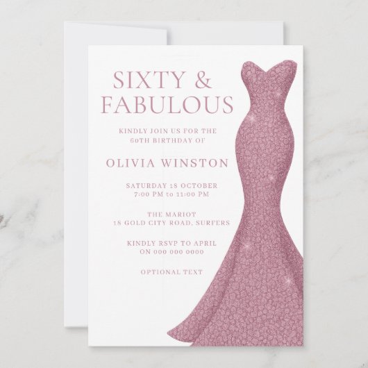 Prachtige jurk zestig en fantastische 60e verjaard kaart (Voorkant)