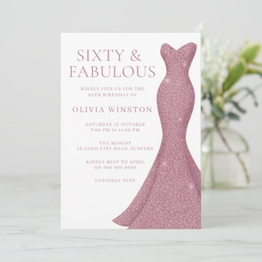 Prachtige jurk zestig en fantastische 60e verjaard kaart (Staand voorkant)
