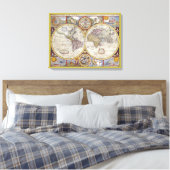 Prachtige kaart van de oude wereld canvas afdruk (Insitu (Slaapkamer))