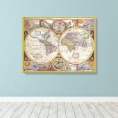 Prachtige kaart van de oude wereld canvas afdruk (Insitu (Houten vloer))