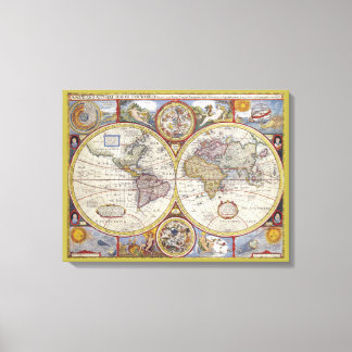 Prachtige  kaart van de oude wereld canvas afdruk