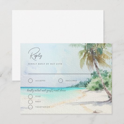 Prachtige Kaart voor Tropische Beach Island Weddin (Voorkant / Achterkant)
