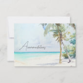 Prachtige Kaart voor Tropische Beach Wedding Enclo (Voorkant)