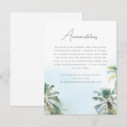 Prachtige Kaart voor Tropische Beach Wedding Enclo (Voorkant / Achterkant)