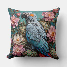 Prachtige kaketoe vogel in bloemrijke natuur geïns kussen