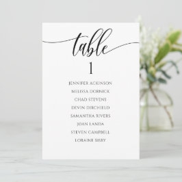 Prachtige kalligrafie zitplaatskaart tafel lijst k kaart