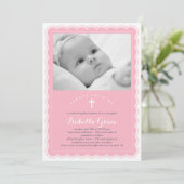 Prachtige Kant Baptisme uitnodiging - Roze (Staand voorkant)