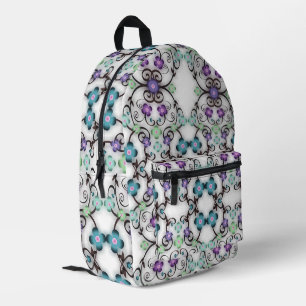 Prachtige kantachtige uitzicht van blauwe violette bedrukte rugzak
