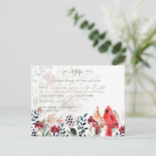 Prachtige KARDINAAL Vogels Trouwen Briefkaart (Staand voorkant)