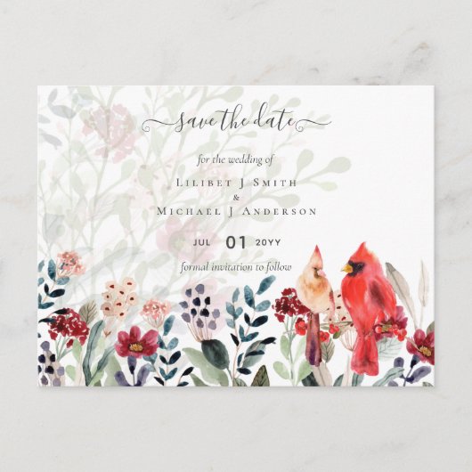 Prachtige KARDINAAL Vogels Trouwen Briefkaart (Voorkant)