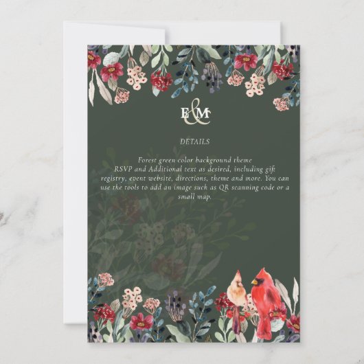 Prachtige KARDINAAL Vogels Trouwen Kaart (Achterkant)