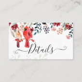 Prachtige KARDINAAL Vogels Trouwen Visitekaartje (Voorkant)