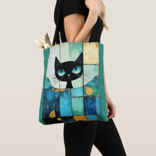 Prachtige kat geschilderde kunst tote bag