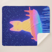 Prachtige kat in het regenboogruimteschip sherpa deken (Voorkant (horizontaal))