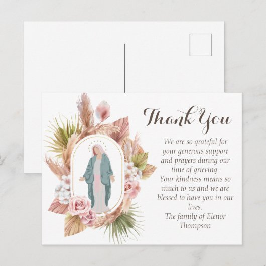 Prachtige katholieke condoleances Dank u Briefkaart (Voorkant / Achterkant)