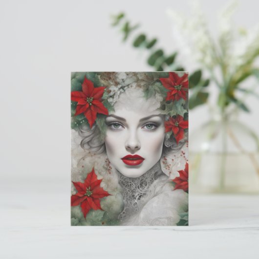 Prachtige kerst dame briefkaart (Staand voorkant)
