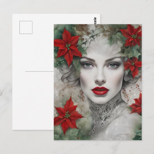 Prachtige kerst dame briefkaart (Voorkant / Achterkant)