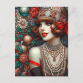 Prachtige kerst Flapper Vrouw Briefkaart (Voorkant)