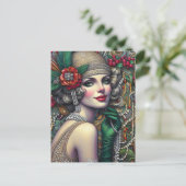 Prachtige kerst Flapper Vrouw Gouden Jurk Briefkaart (Staand voorkant)