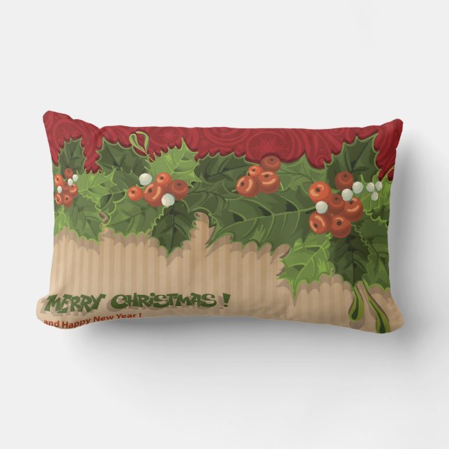 Prachtige kerst Holly vierkante kussen (Voorkant)
