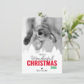 Prachtige kerst rood groen foto feestdagenkaart (Staand voorkant)